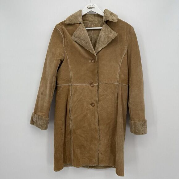 Guess Vintage Y2k Suede Leather Faux Fur Penny Lane Style Jacket Size Medium - Picture 1 of 12